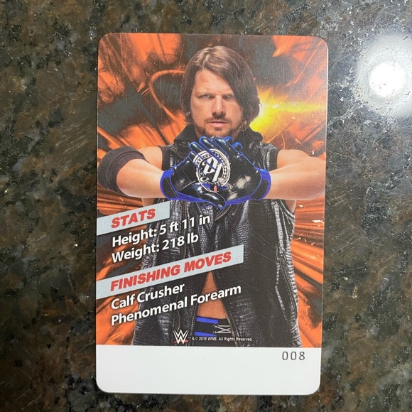 AJ Styles WWE Wrestling Arcade Game Card 2018 Superstar Rumble Prize Card - Picture 2 of 4